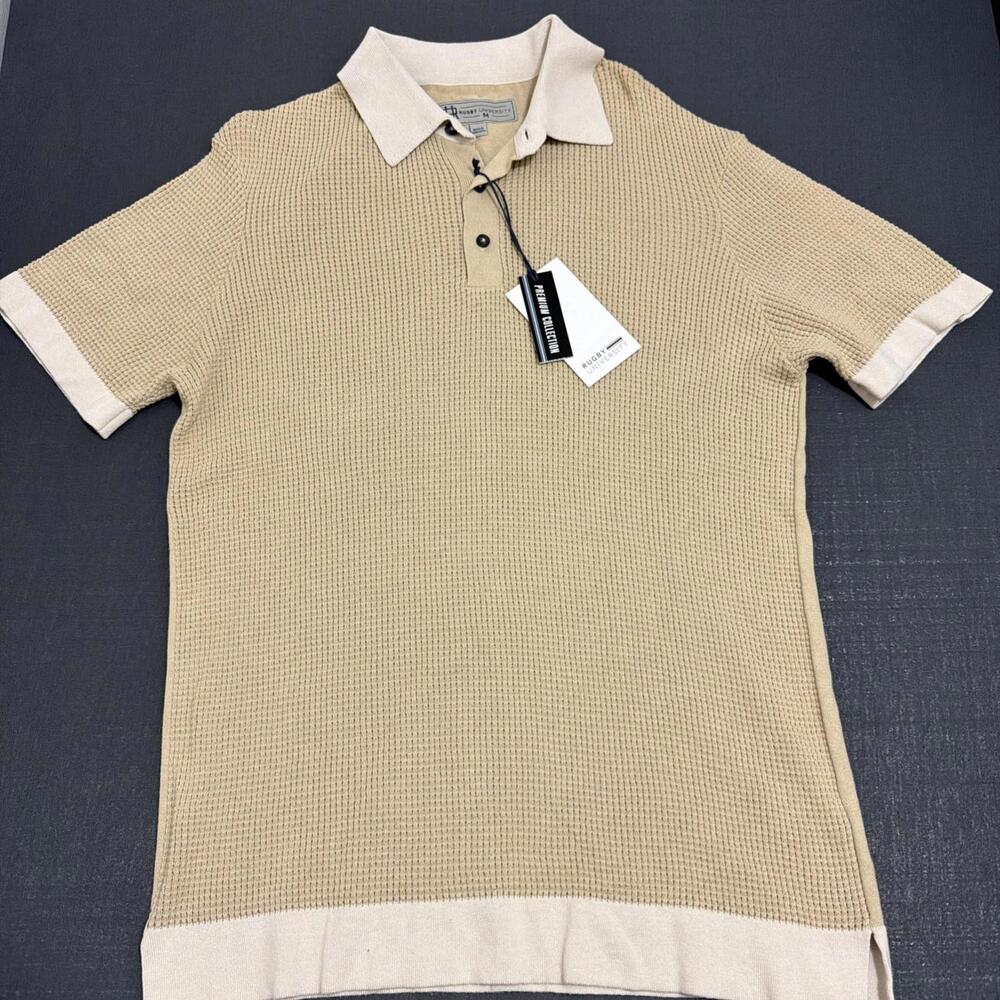 Rugby University Premium Collection Polo Shirt Mens Medium Color Khaki  Cotton